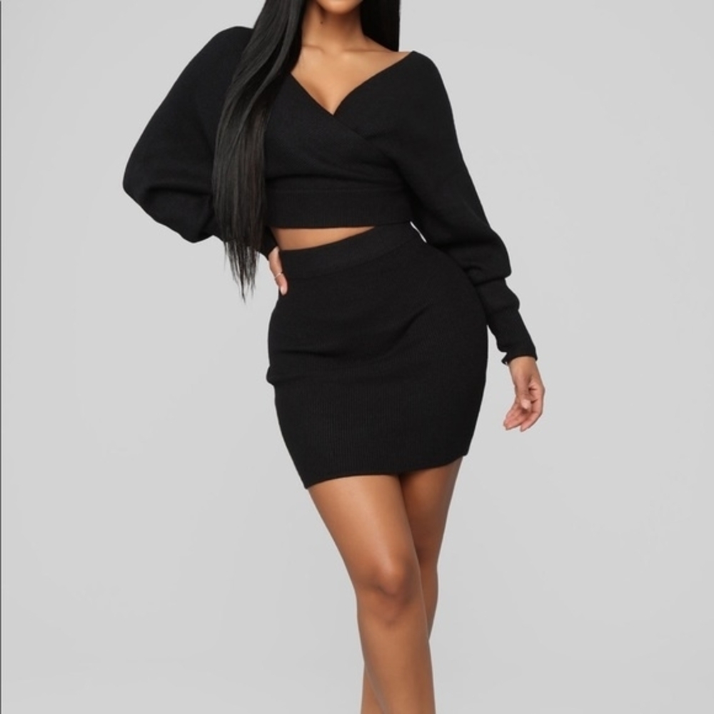 Fashion Nova Black Skirt Set